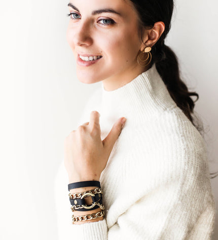 Leather Wrap Bracelets with Chain