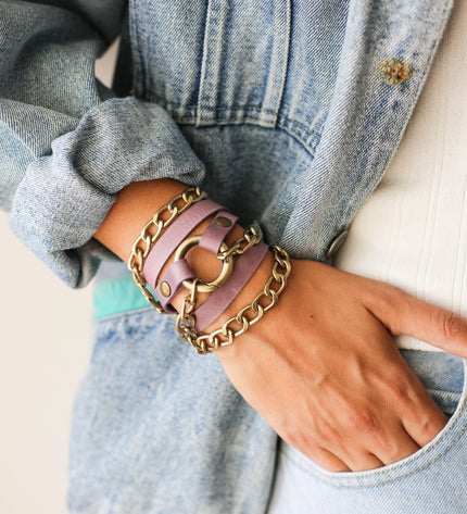 Leather Wrap Bracelets with Chain
