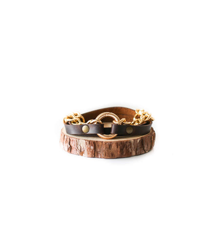 Leather Wrap Bracelets with Chain