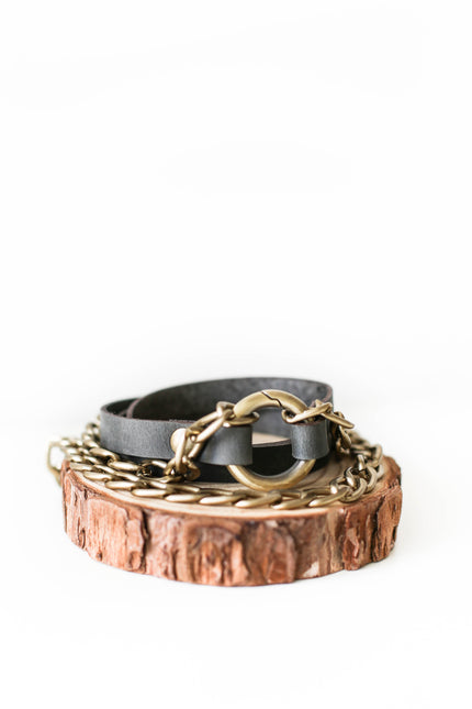 Leather Wrap Bracelets with Chain