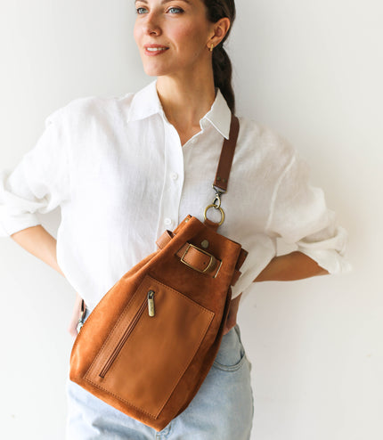 Suede Leather Sling Bag