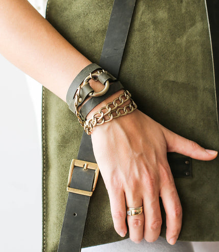 Leather Wrap Bracelets with Chain