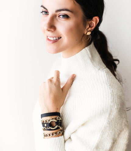 Leather Wrap Bracelets with Chain