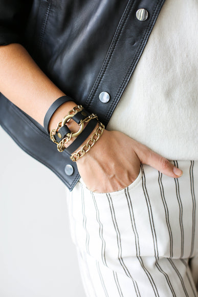 Leather Wrap Bracelets with Chain