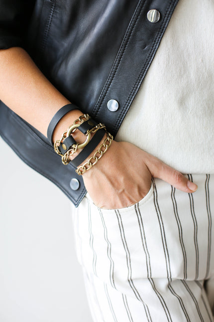 Leather Wrap Bracelets with Chain