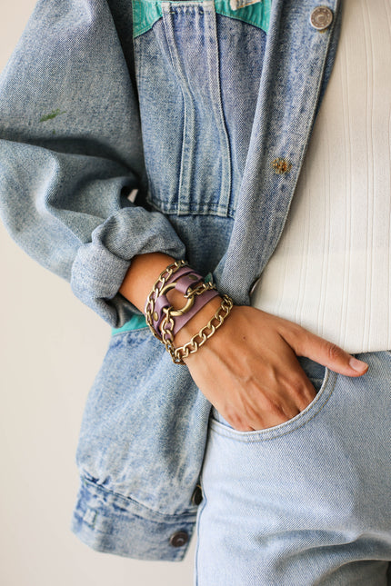 Leather Wrap Bracelets with Chain