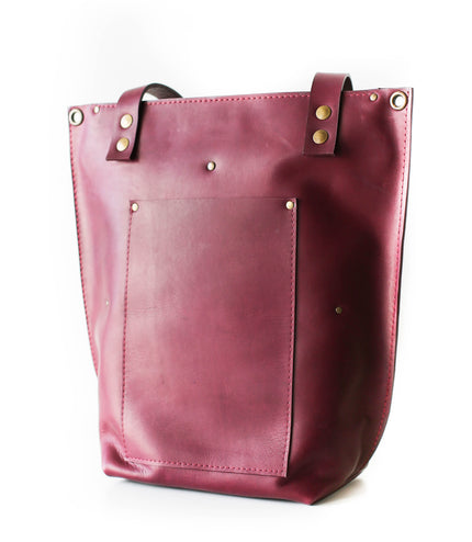 Zip Top Leather Tote Bag