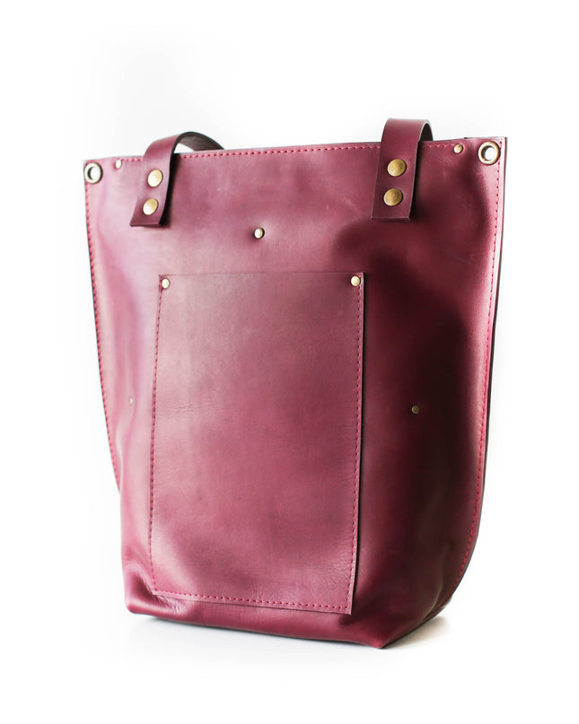 Zip Top Leather Tote Bag