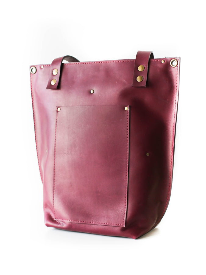 Zip Top Leather Tote Bag