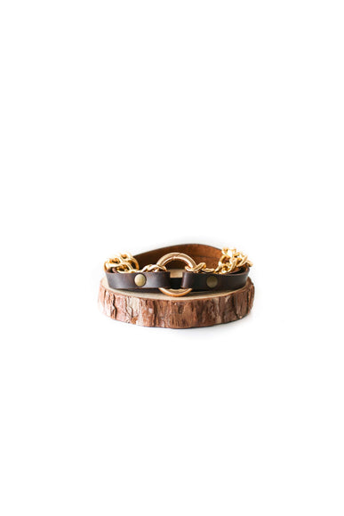 Leather Wrap Bracelets with Chain